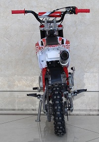 Rear view EGL A08-A PRO 110 110cc Dirt Bike Youth Dirt Bike Red