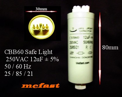 Safe Light Capacitor CBB60 12uF 250 VAC