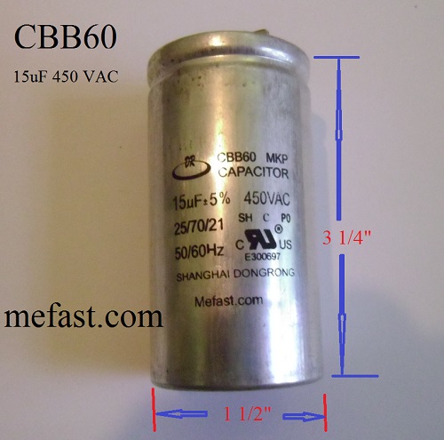 CBB60 15uF 450VAC Capacitor, Truelife Generator Parts